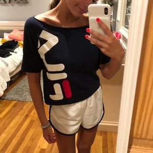 Off the shoulder FILA crop top